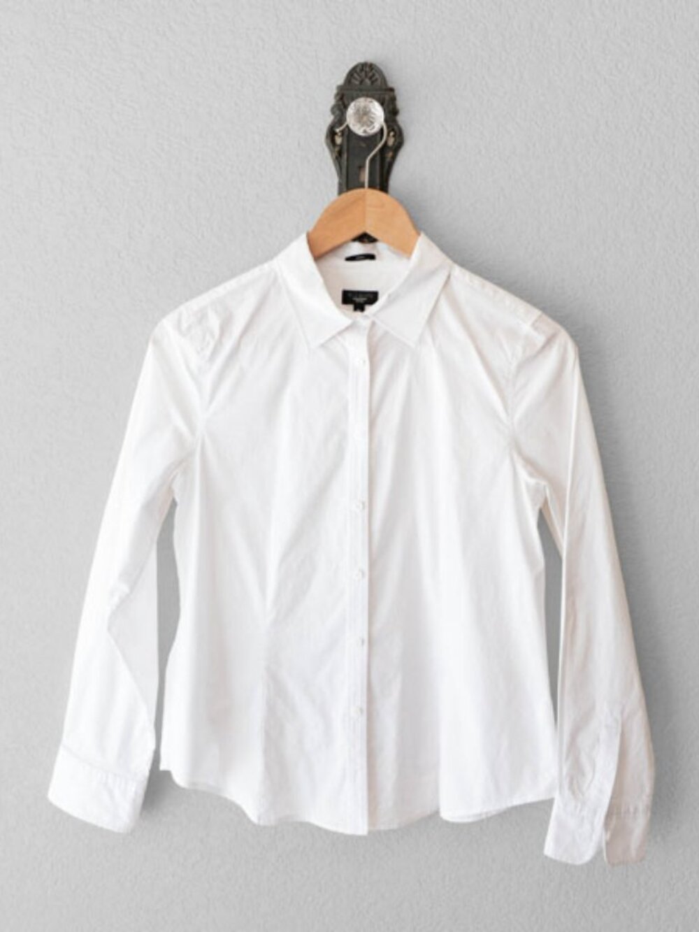 Talbots Petites White Stretch Button Up Shirt 10P Career Office Cotton Blend